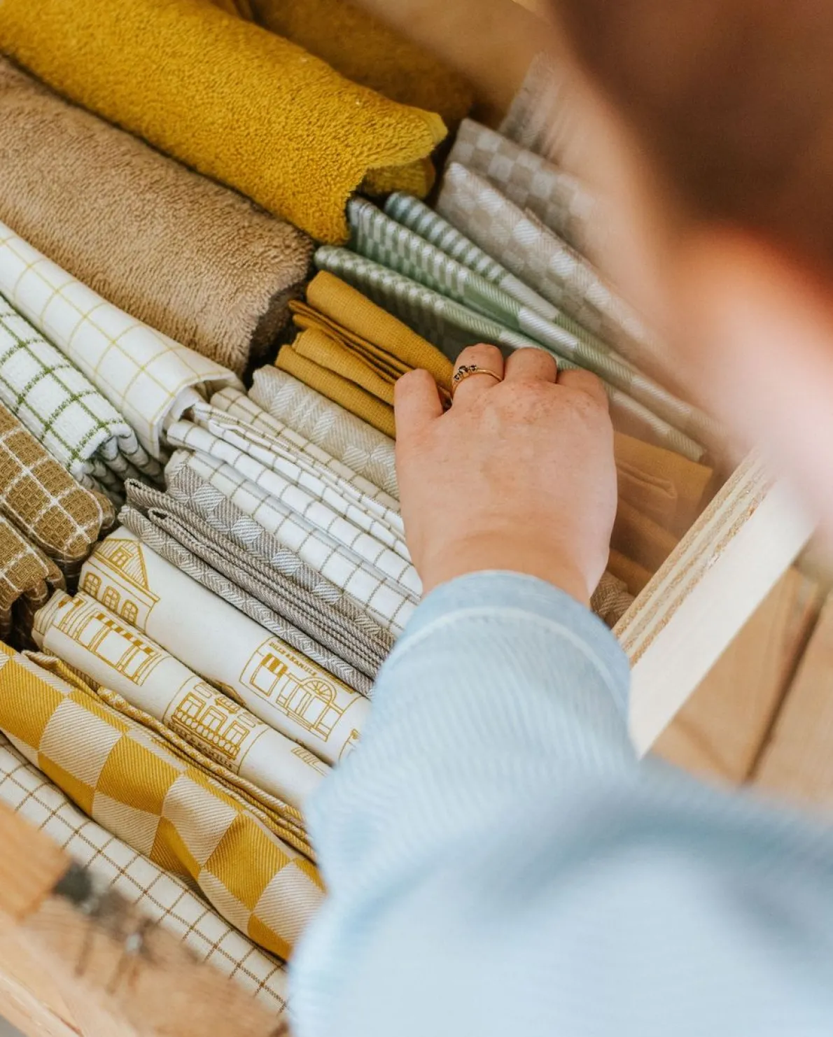 Theedoek, bio-katoen, okergeel