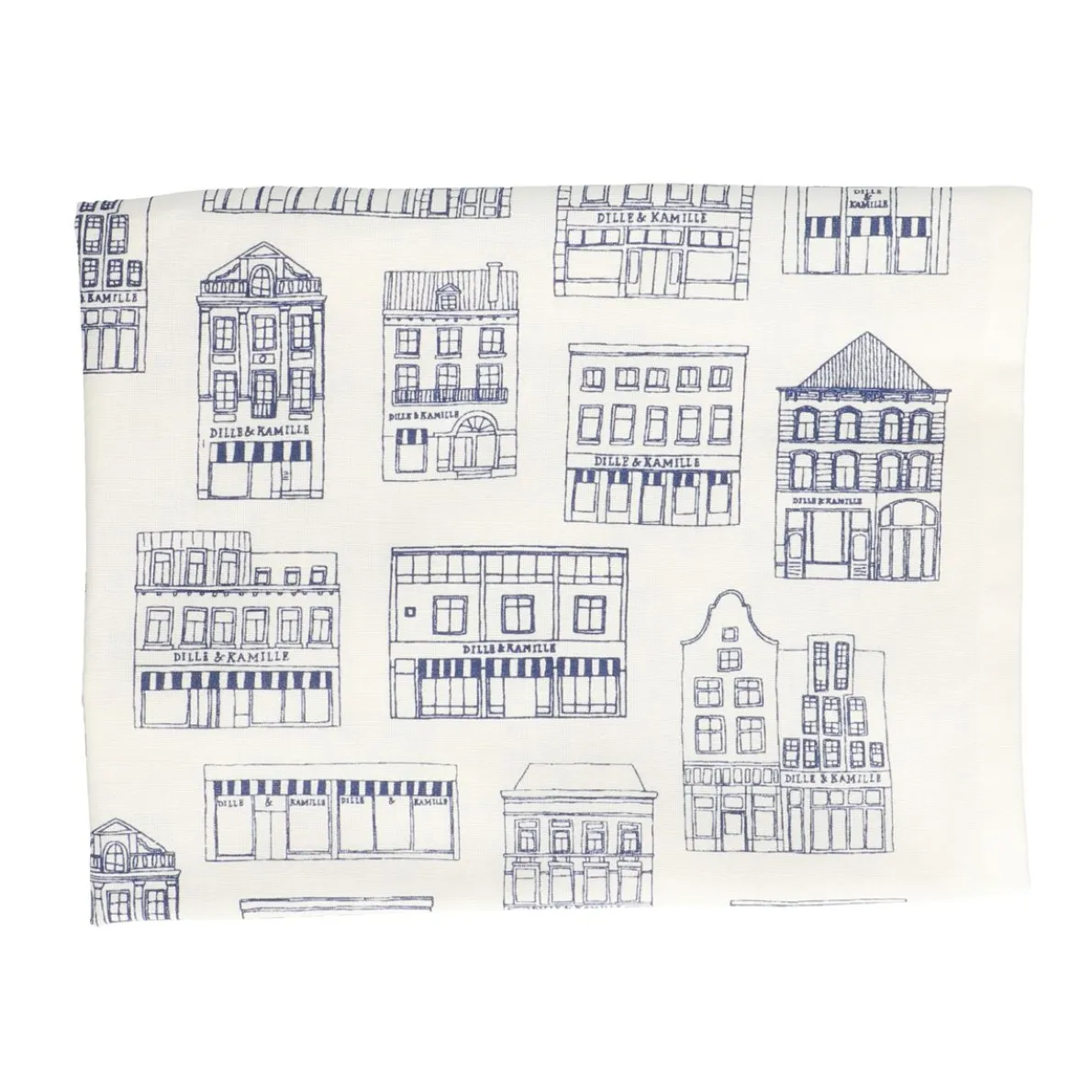 Theedoek, bio-katoen, wit met blauwe geveltjes, 50 x 70 cm