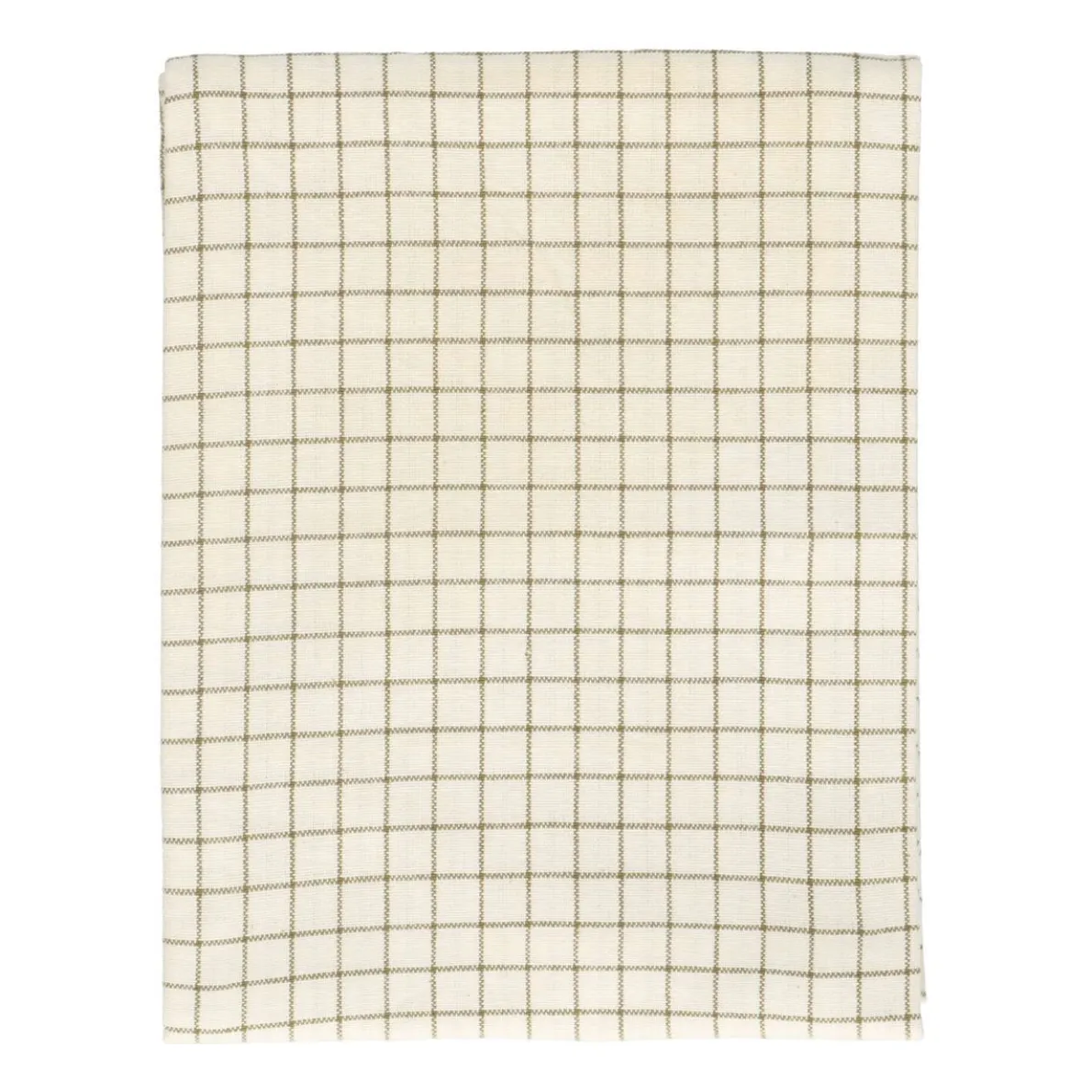 Theedoek, bio-katoen, wit/olijfgroen geruit