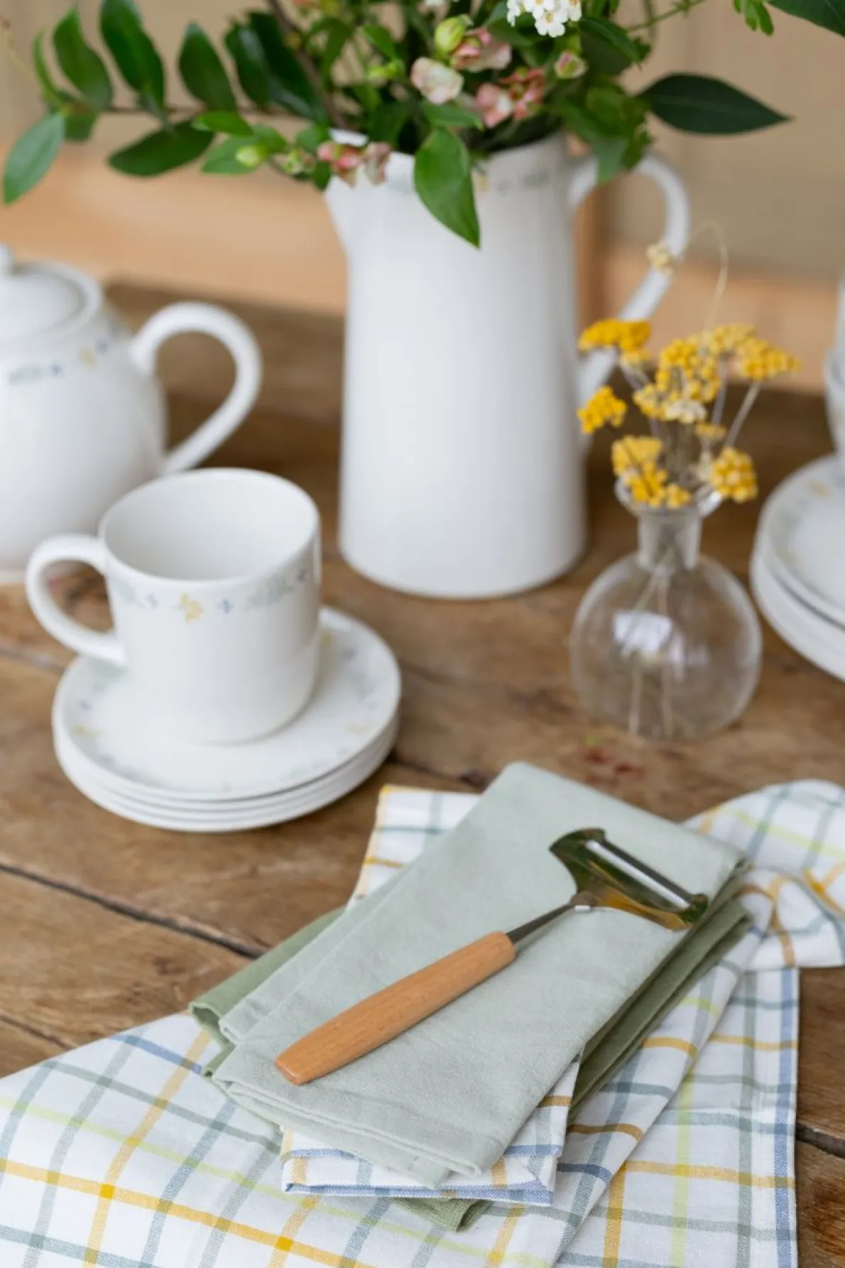 Theedoek, bio-katoen, frisse ruit, 50 x 70 cm