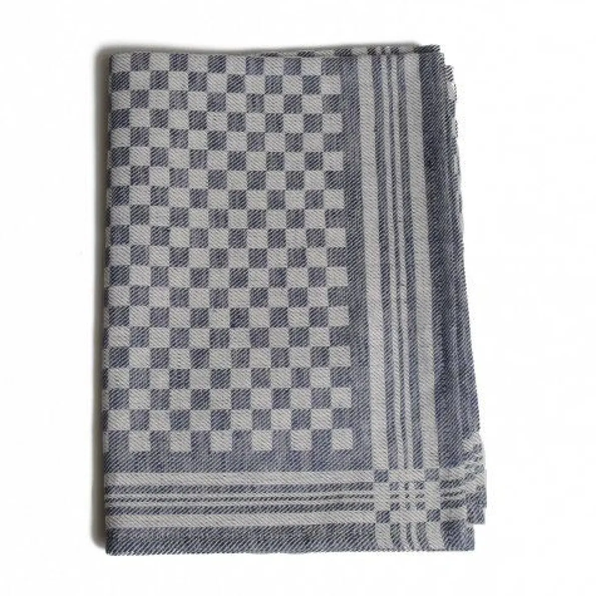 Thee-/glazendoek, linnen/katoen, blauw ruitje