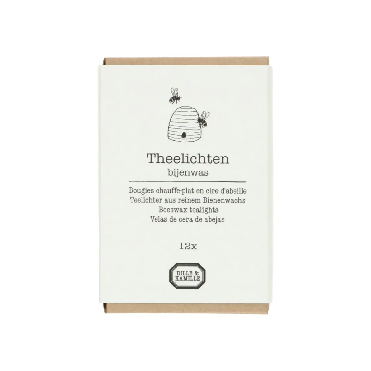 Theelichten zonder cup, bijenwas, 12 stuks