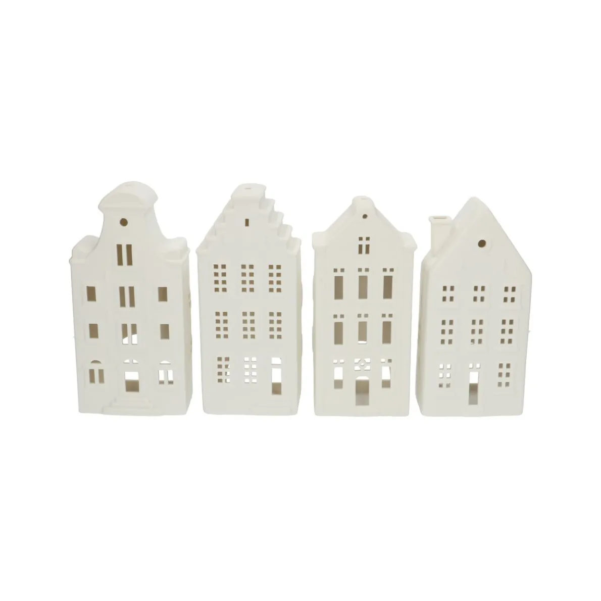 Theelichthouder, porselein, huisje met strakke gevel, 18,5 cm