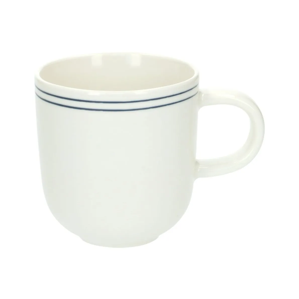 Theemok met blauwe streep, organisch, porselein, Ø 9 cm