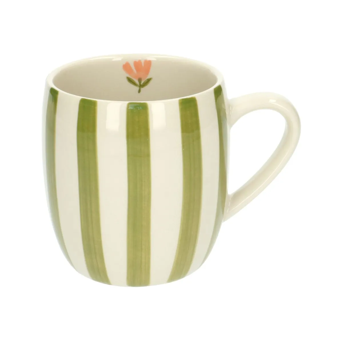 Theemok, steengoed, groen gestreept, Ø 9,5 cm