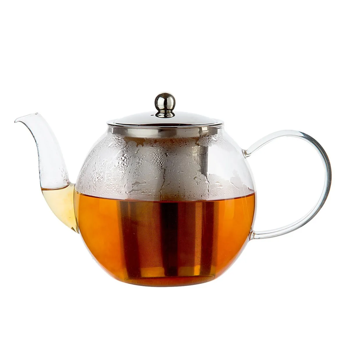 Theepot met theezeefje, bol, glas, 1.2 l