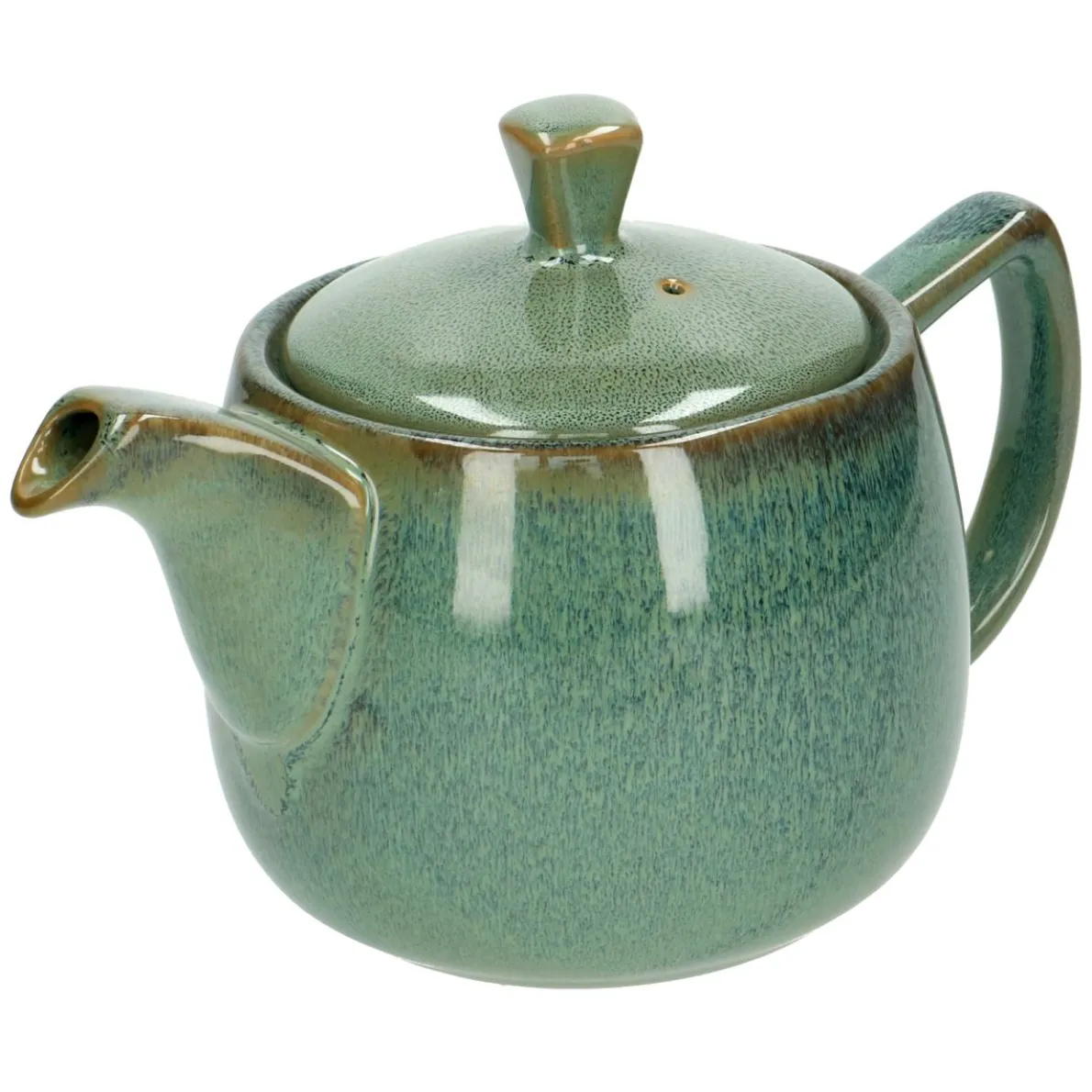 Theepot reactieve glazuur, steengoed, groen, 750 ml