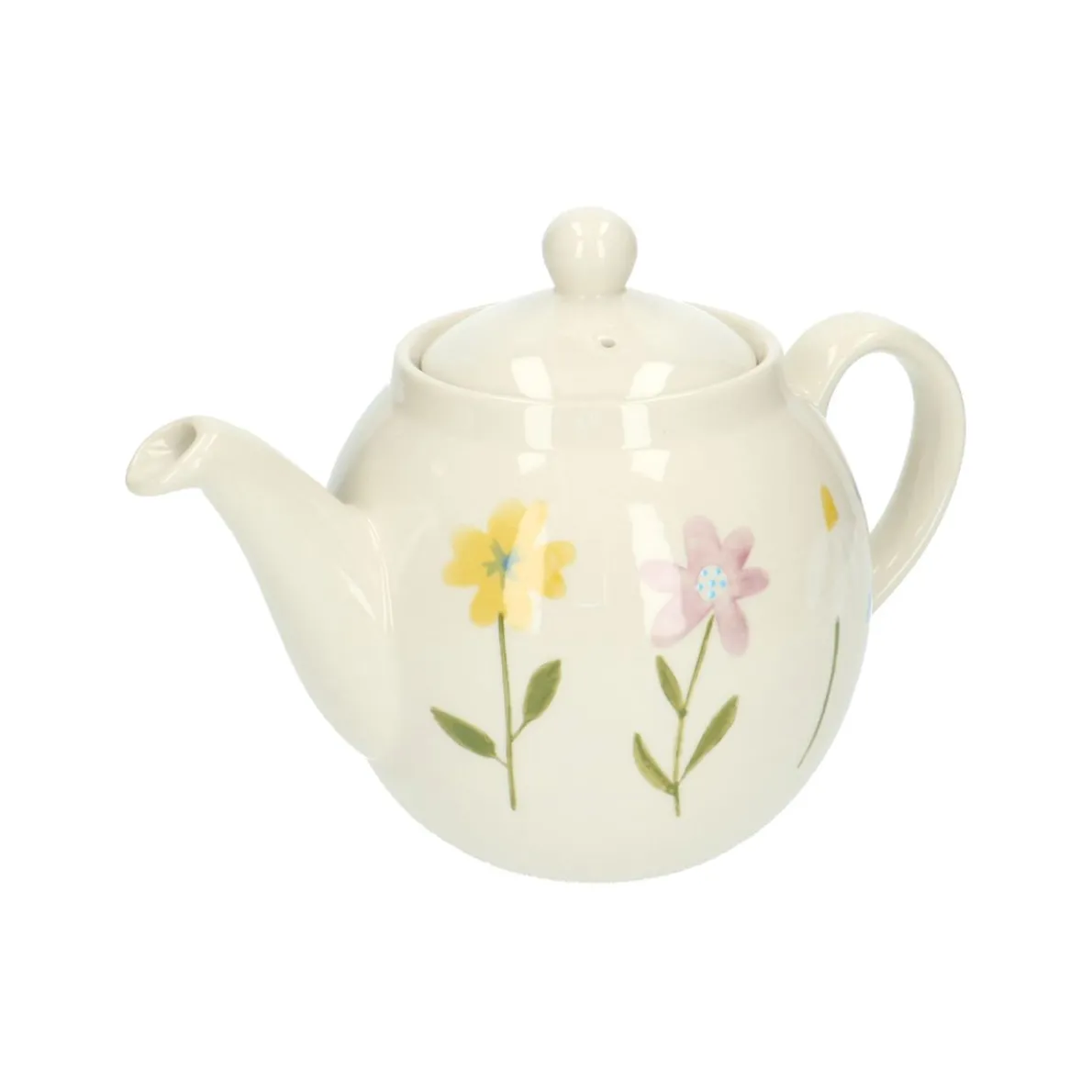 Theepot, steengoed, wilde bloemen, 1,3 liter
