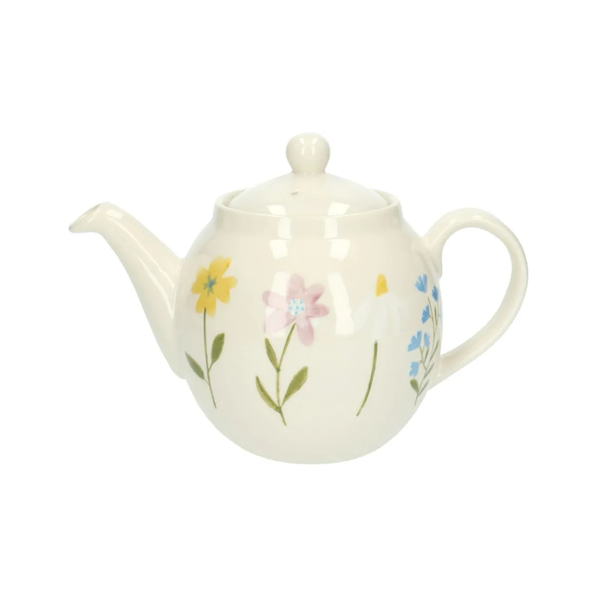 Theepot, steengoed, wilde bloemen, 1,3 liter