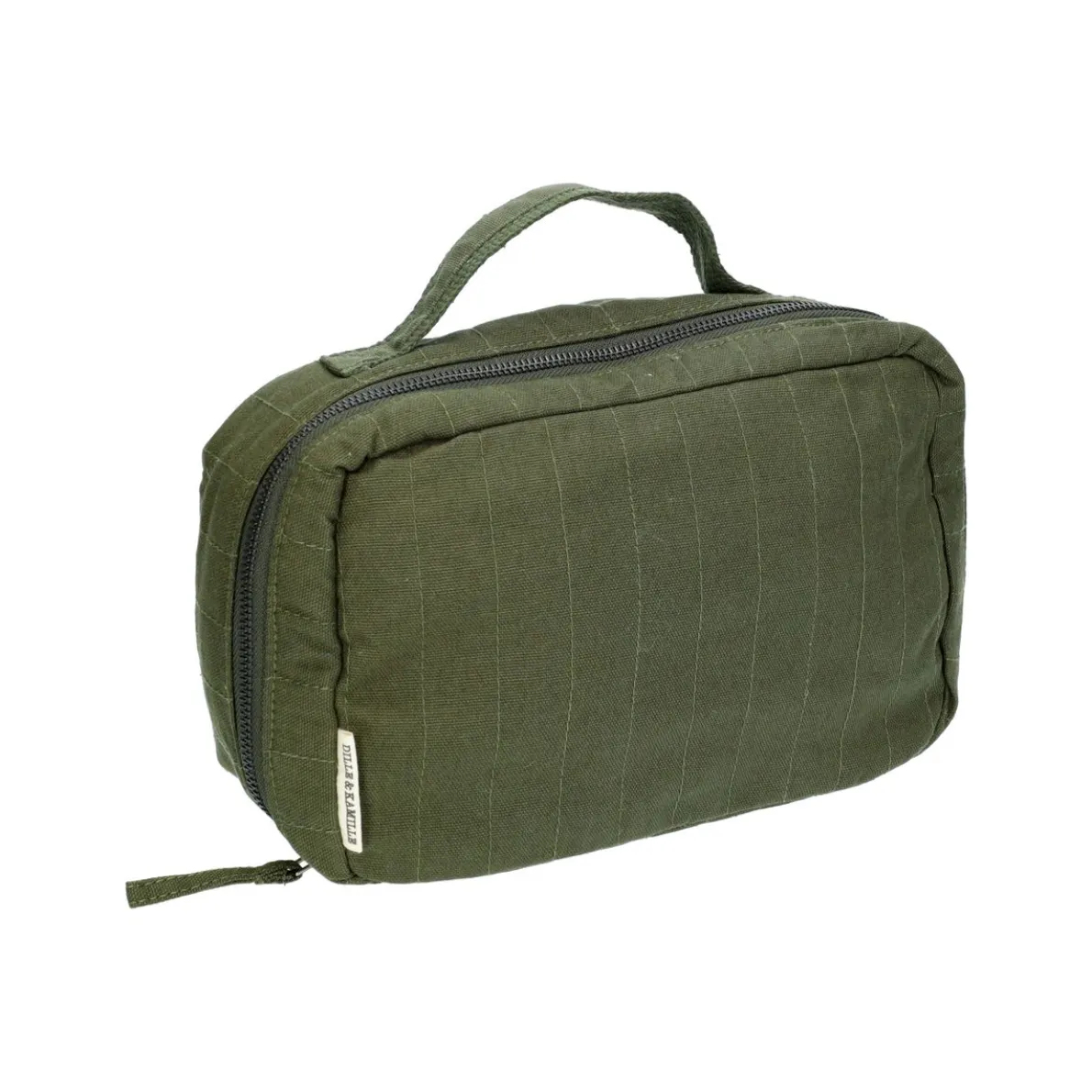 Toilettas groot, biologisch katoen, donkergroen, 26 x 16 x 10 cm