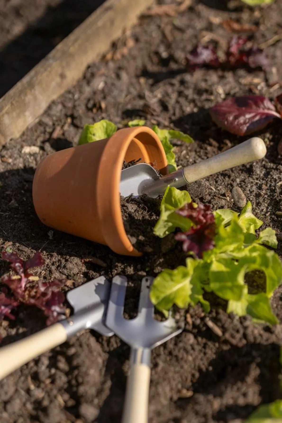 Tuingereedschapset kind, zink en hout, 3-delig, 3+