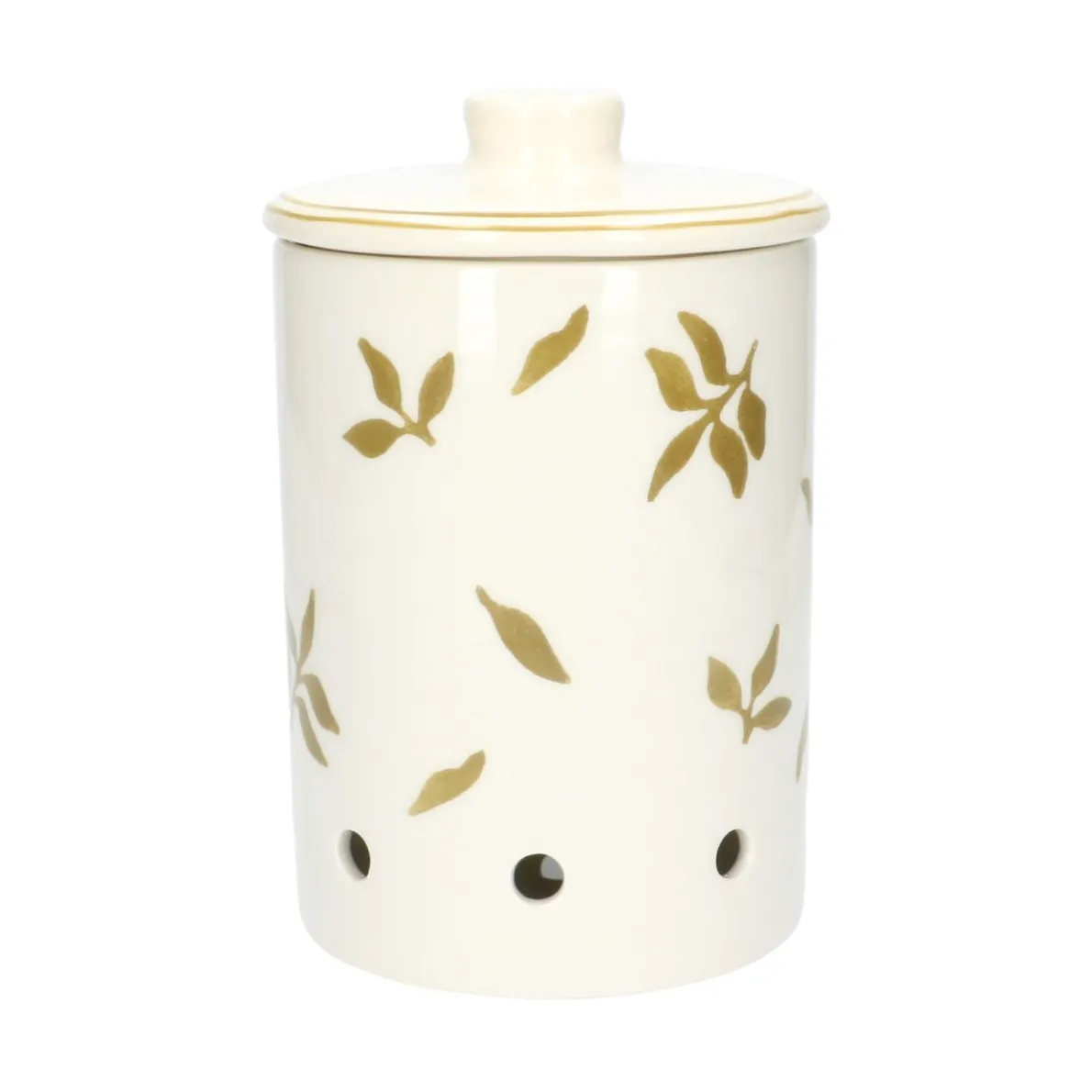 Uienpot, aardewerk, blaadjes, Ø14 X 25,5 cm