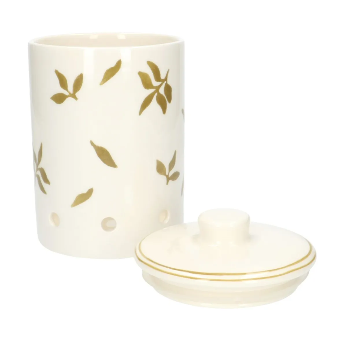 Uienpot, aardewerk, blaadjes, Ø14 X 25,5 cm