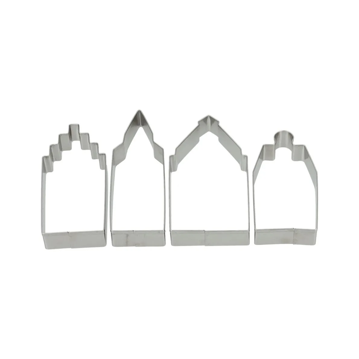 Uitsteekvorm huisje, recycled rvs, 4 stuks