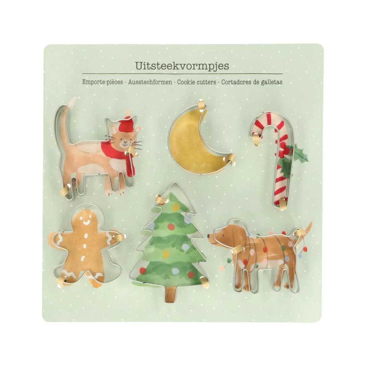 Uitsteekvorm voor kerstkoekjes, rvs, set van 6