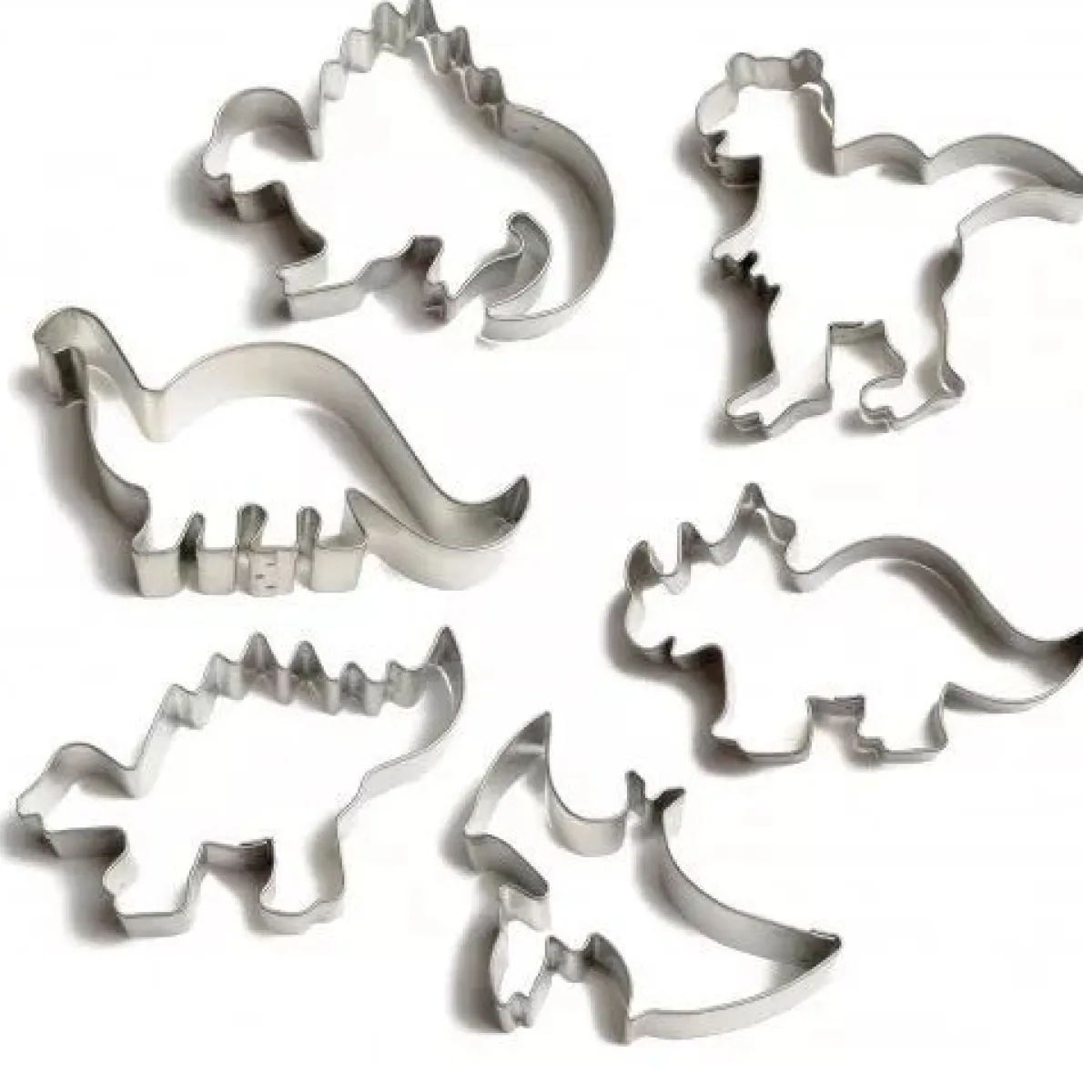 Uitsteekvormen voor Dinosauruskoekjes, RVS, set van 6 stuks