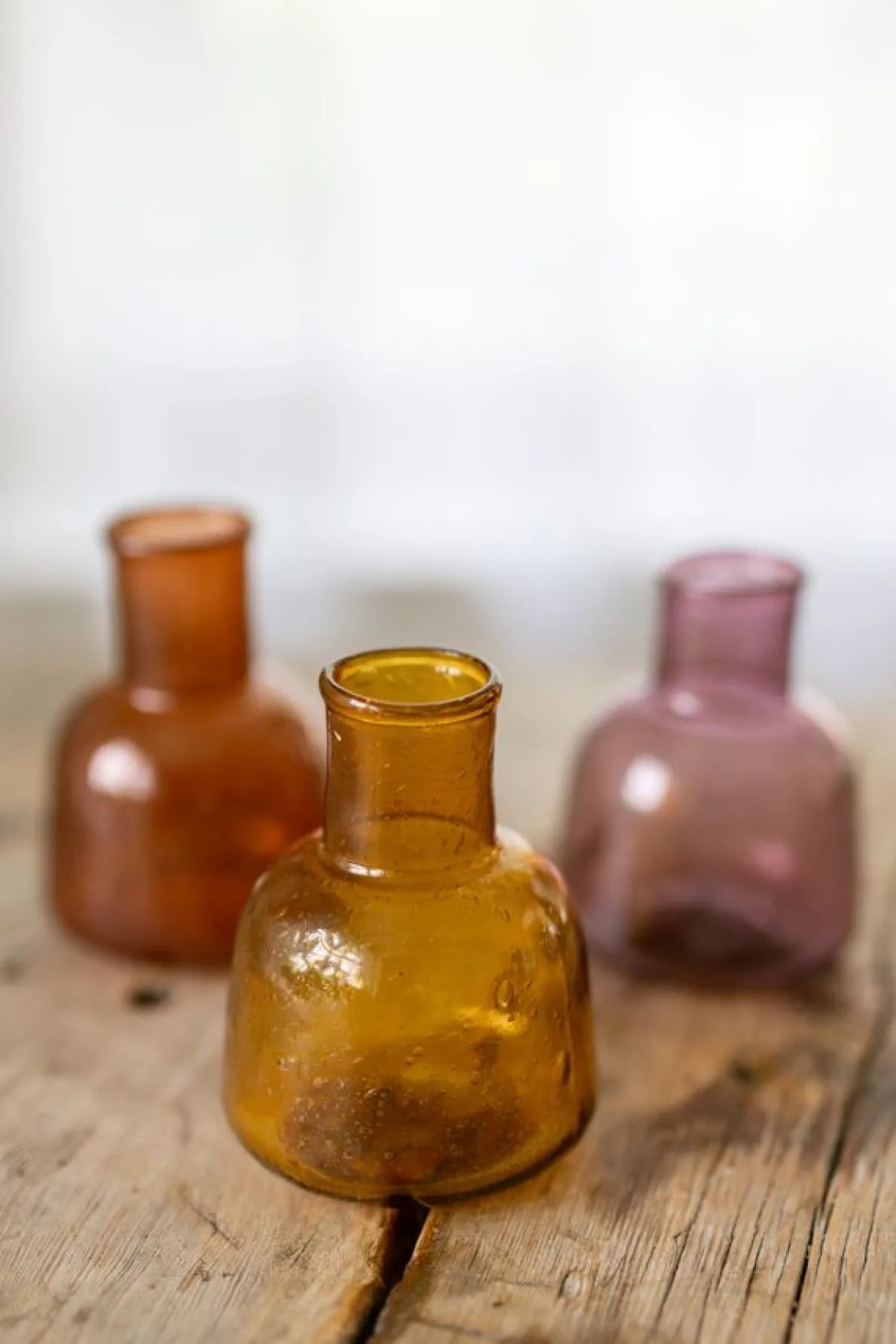 Vaasje, gerecycled glas, donkergeel