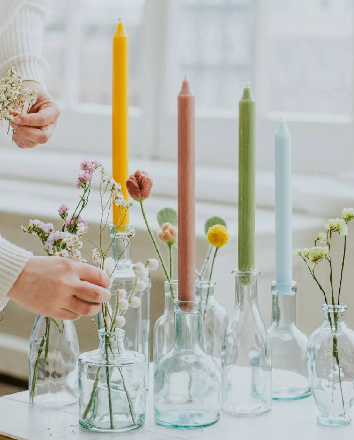 Vaasje van glas, kandelaar, 15 cm