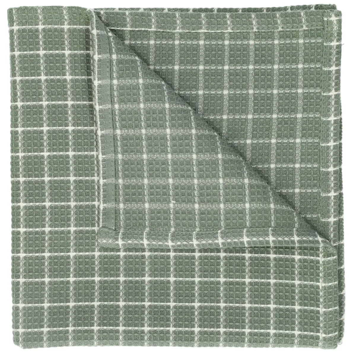 Vaatdoekje, bio-katoen, groengrijs/wit geruit