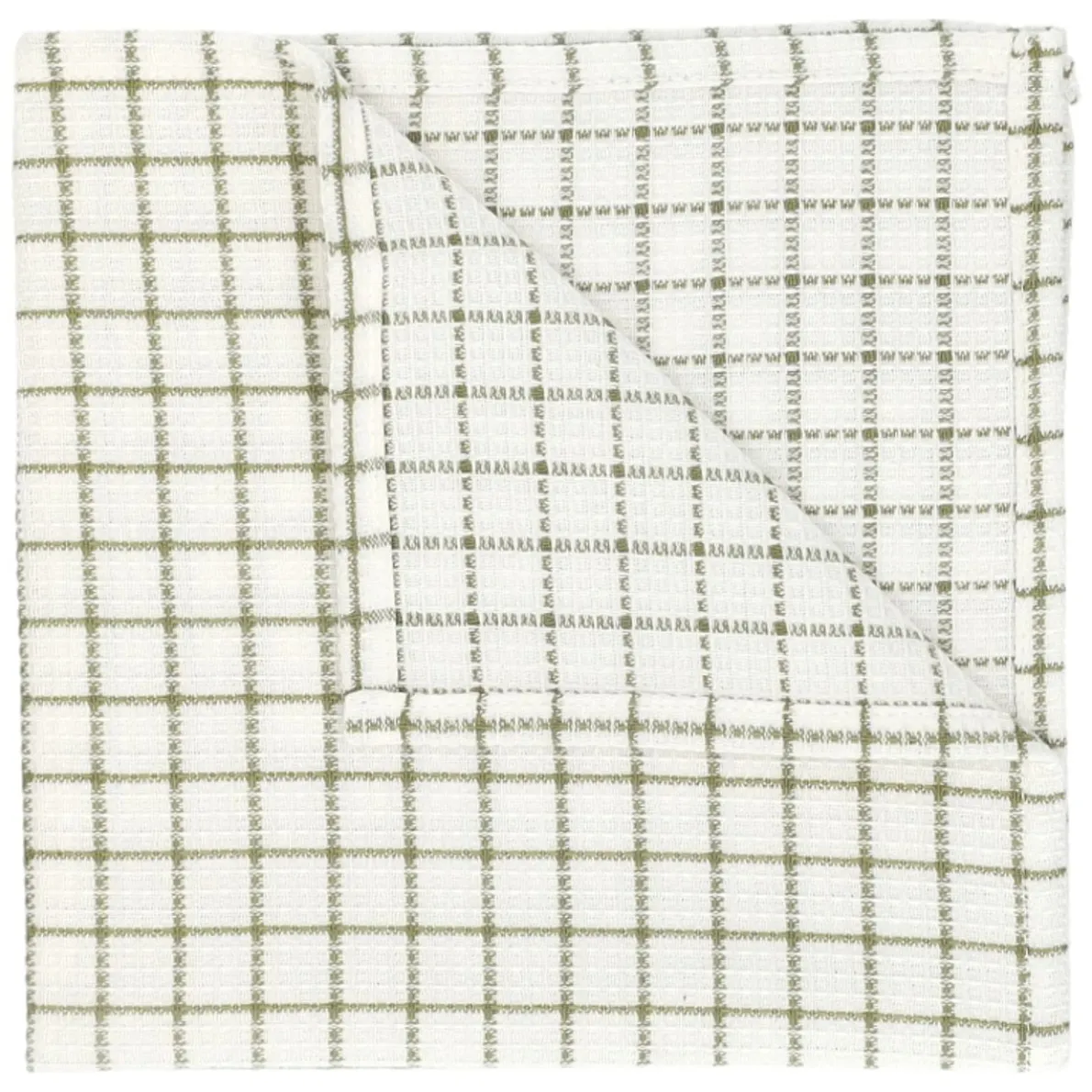Vaatdoekje, bio-katoen, wit/olijfgroen geruit