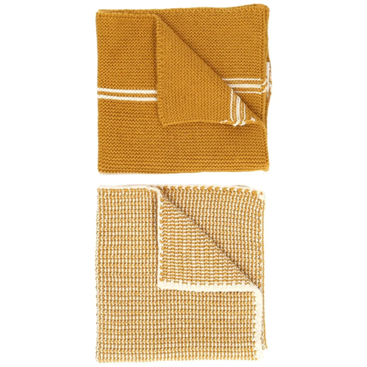 Vaatdoekjes, gebreid katoen, okergeel, 2 stuks, 25 x 25 cm