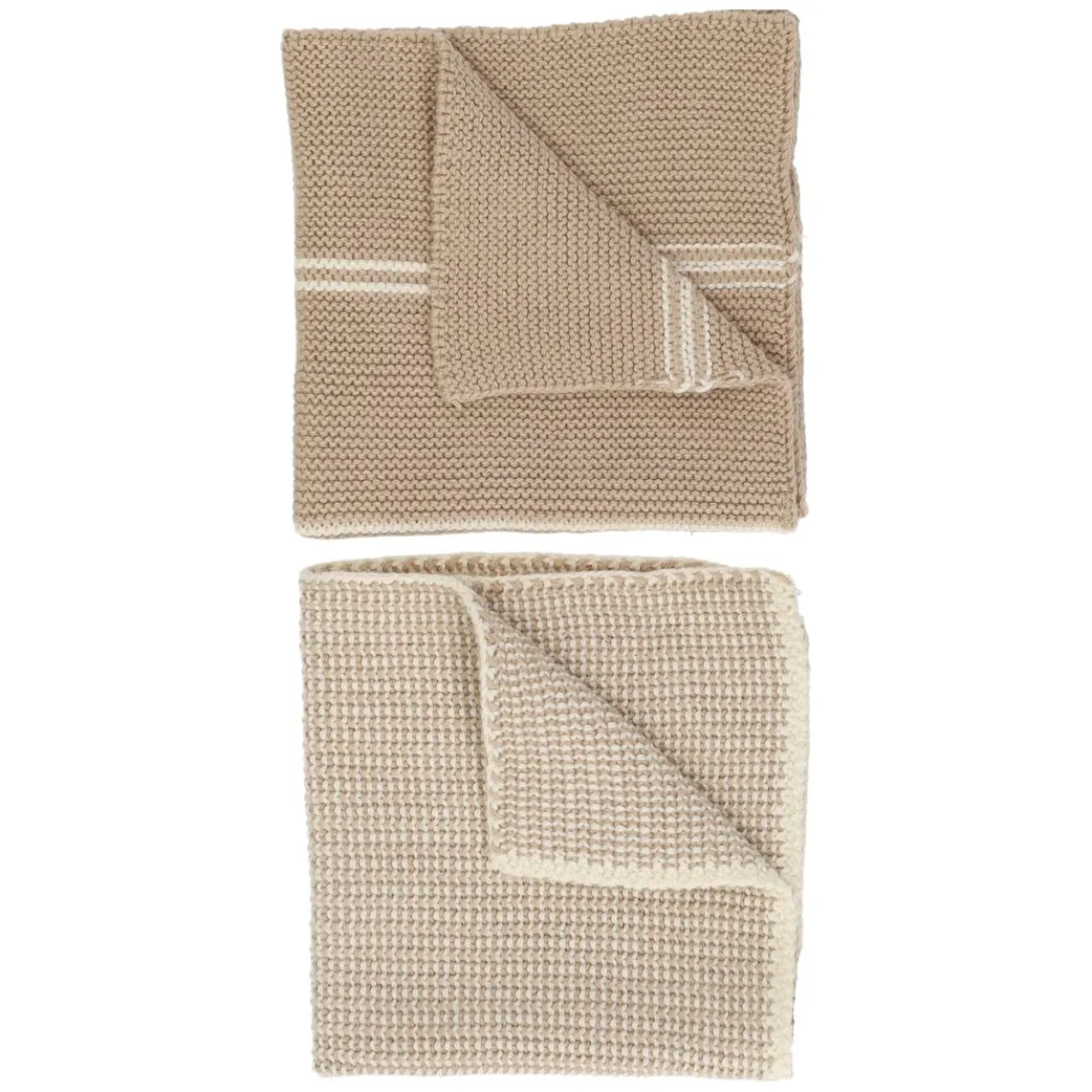 Vaatdoekjes, gebreid katoen, zand, 2 stuks, 25 x 25 cm
