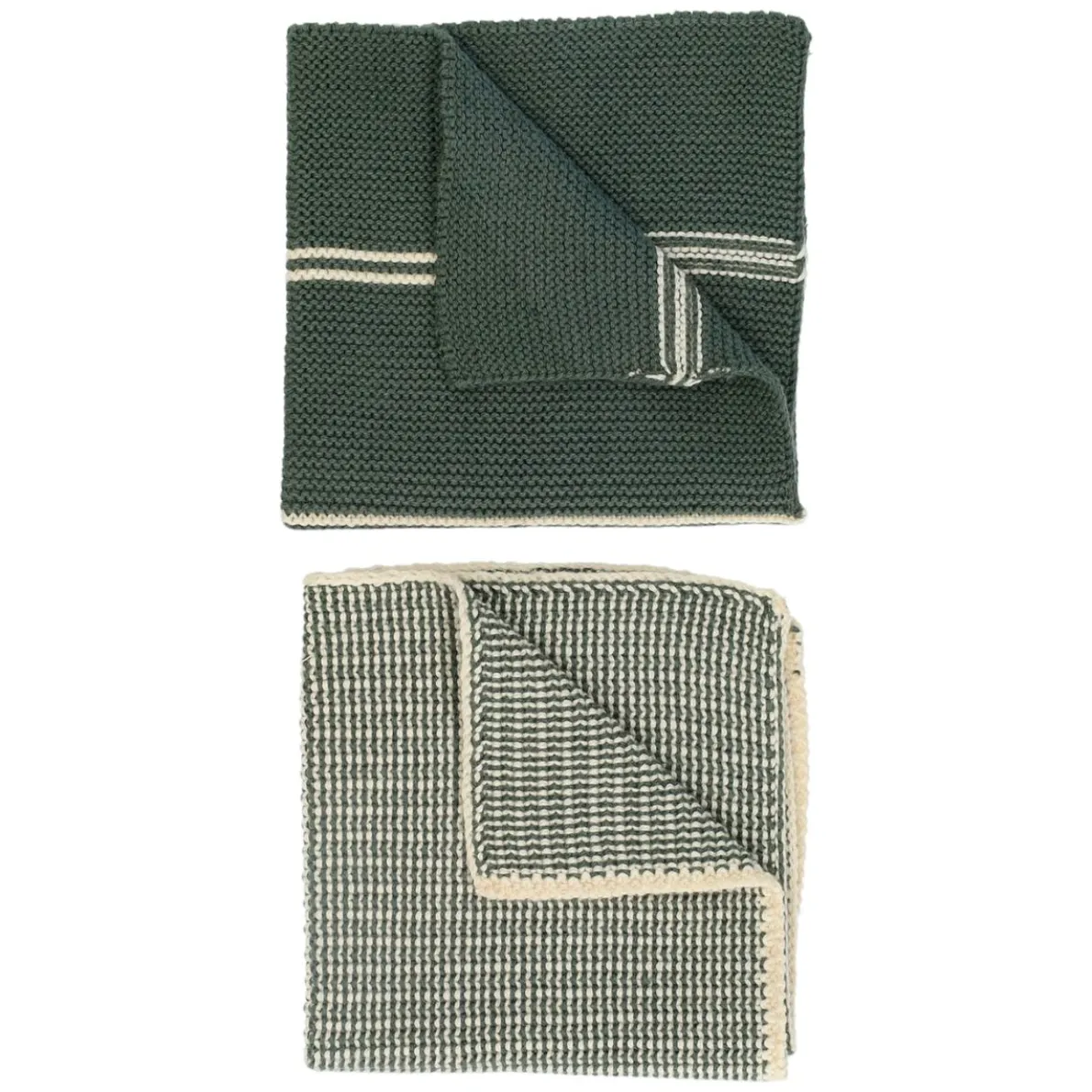 Vaatdoekjes, gebreid katoen, donkergroen, 2 stuks, 25 x 25 cm