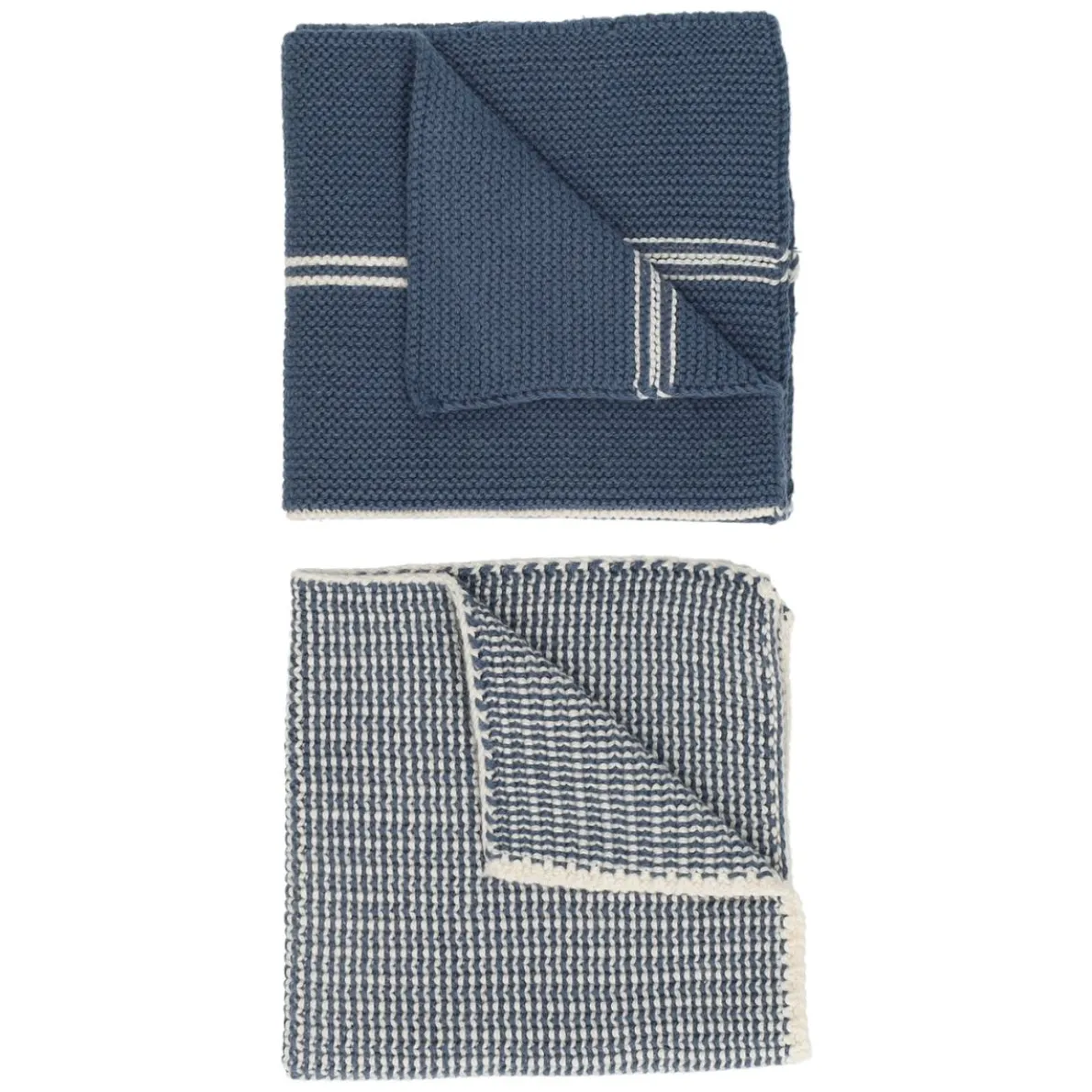 Vaatdoekjes, gebreid katoen, blauw, 2 stuks, 25 x 25 cm
