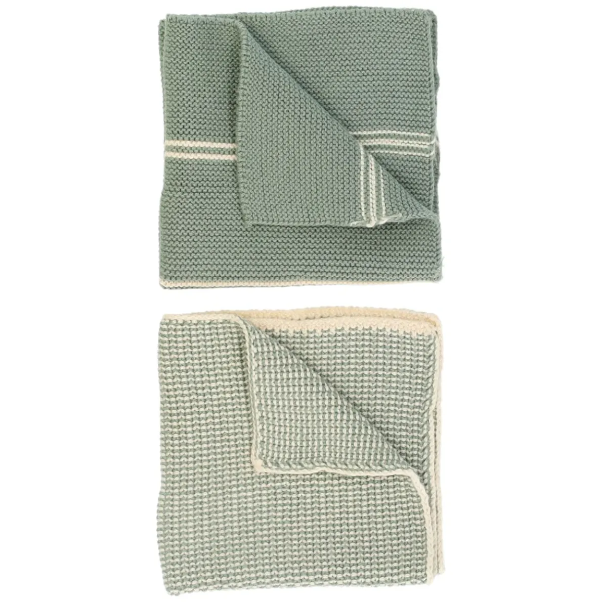 Vaatdoekjes, gebreid katoen, groengrijs, 2 stuks, 25 x 25 cm