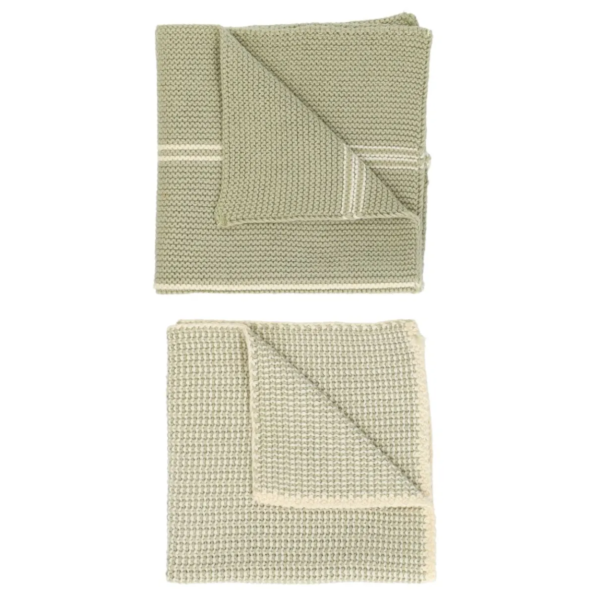 Vaatdoekjes, gebreid katoen, lindegroen, 2 stuks 25 x 25 cm