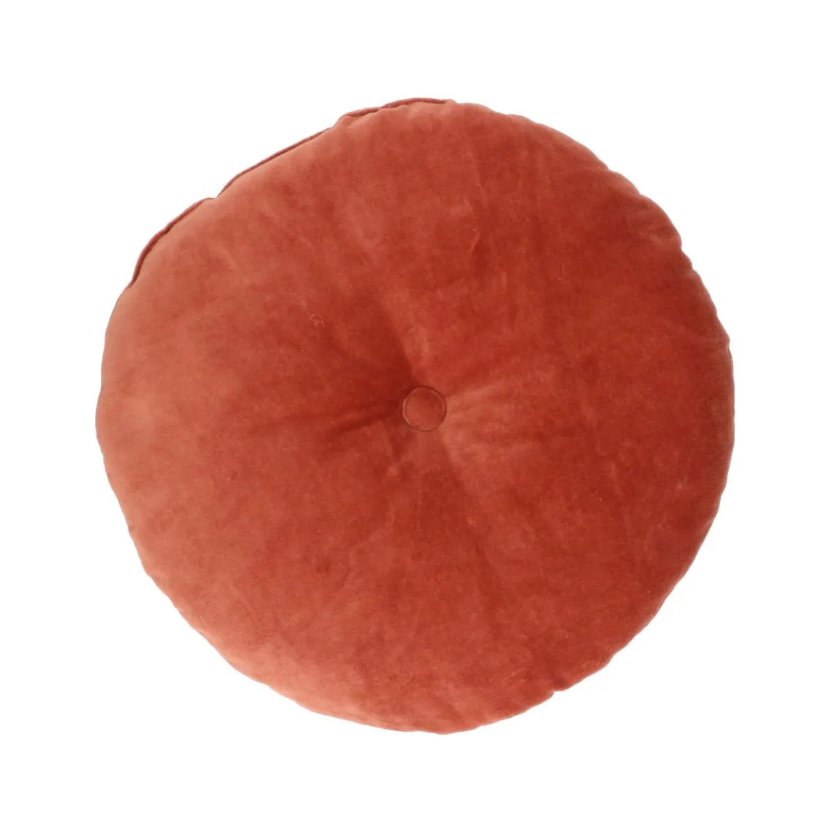 Velours kussen, bio-katoen, terra, rond