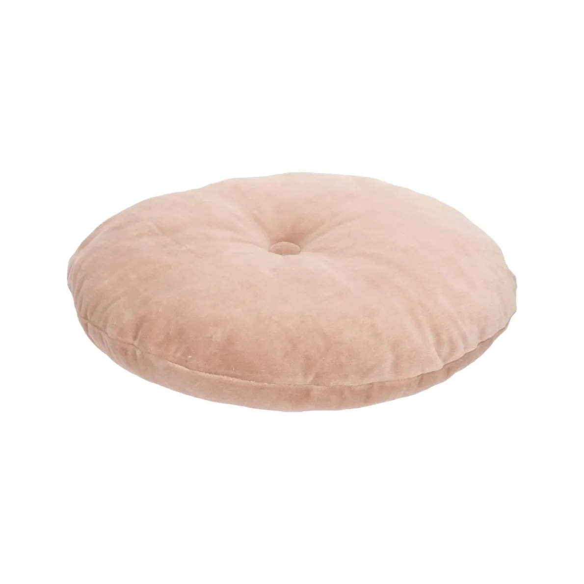 Velours kussen, bio-katoen, oud roze, rond