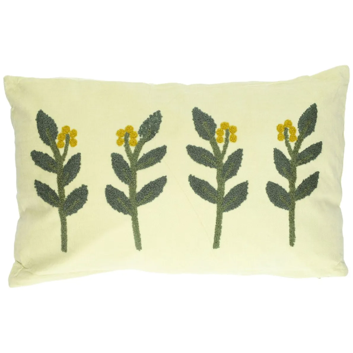 Velours kussen, bio-katoen, takjes, groen, 30 x 50 cm