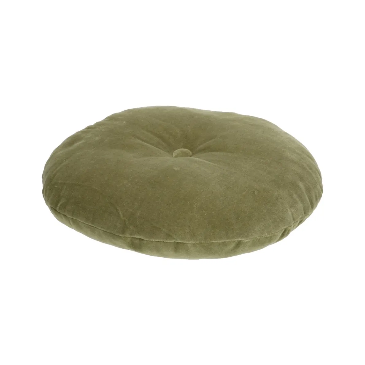 Velours kussen, bio-katoen, mosgroen, rond