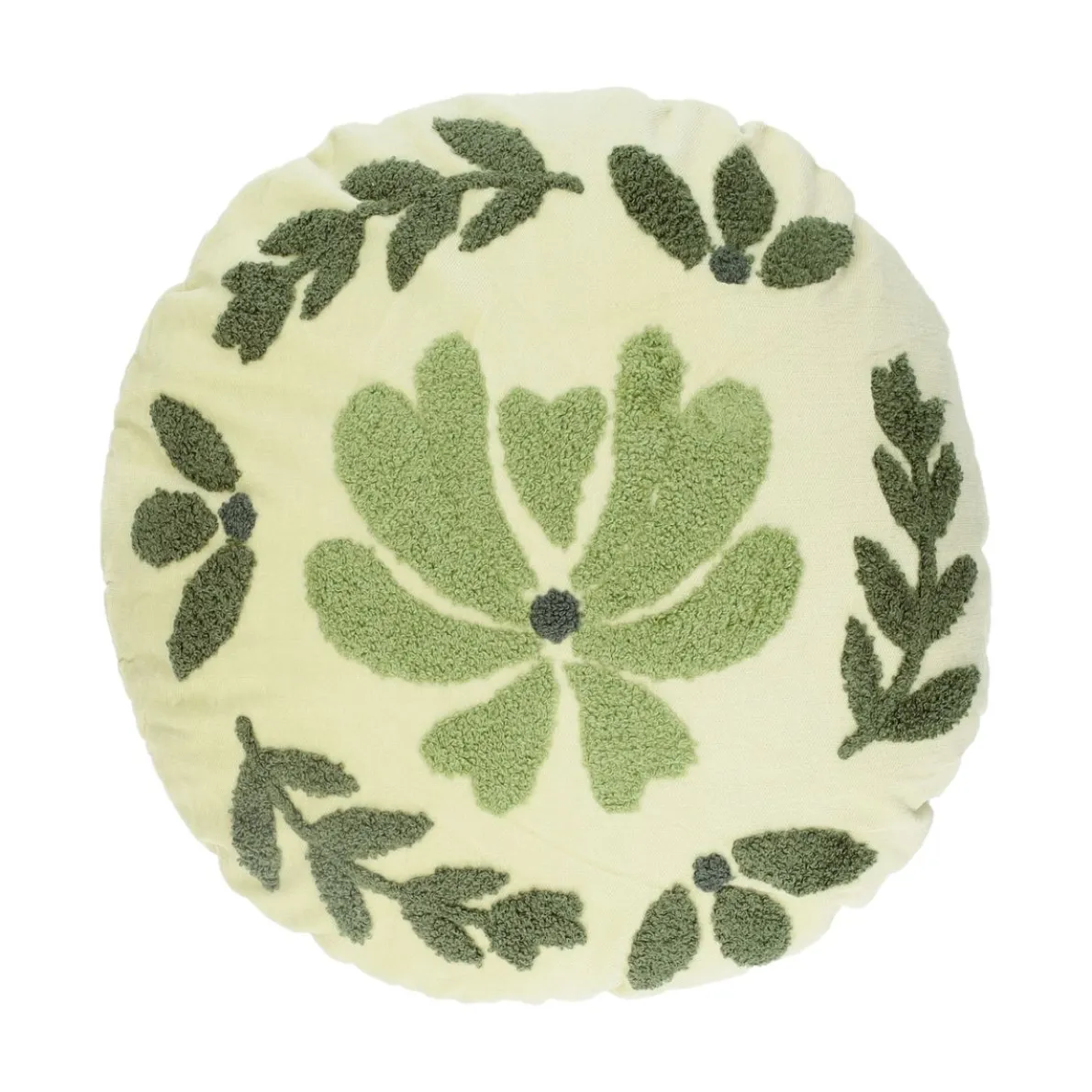 Velours kussen, rond, Ø 40 cm, groen