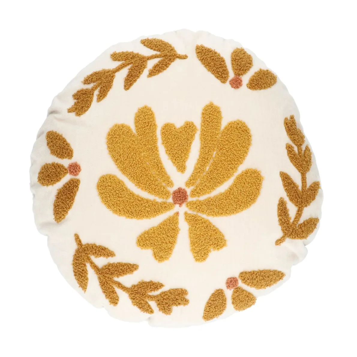 Velours kussen, rond, off-white,  Ø 40 cm