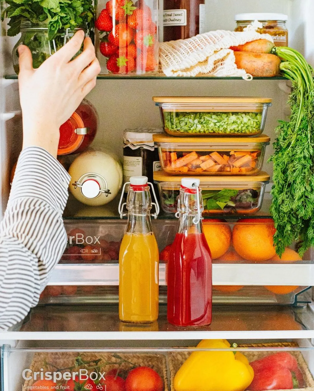 Vershoudschaal, glas en bamboe, 1,1 l