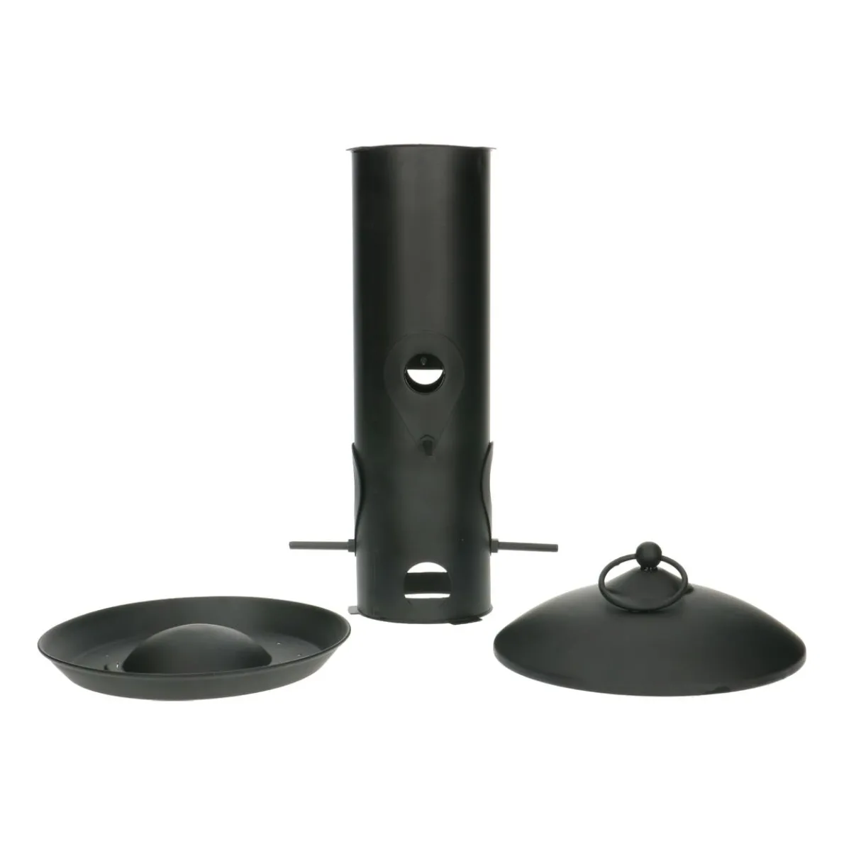 Vogelvoedersilo, zwart metaal