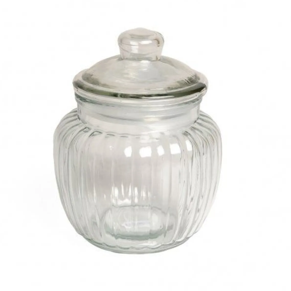 Voorraadpot, glas, ribbels, 0,5 liter