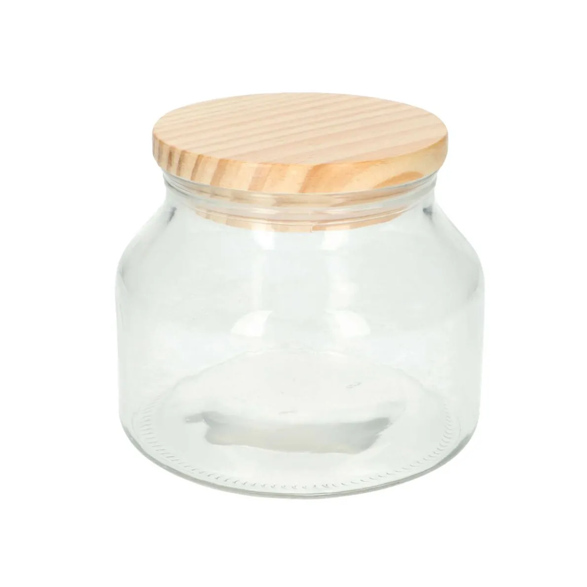 Voorraadpot met houten deksel, glas, klein