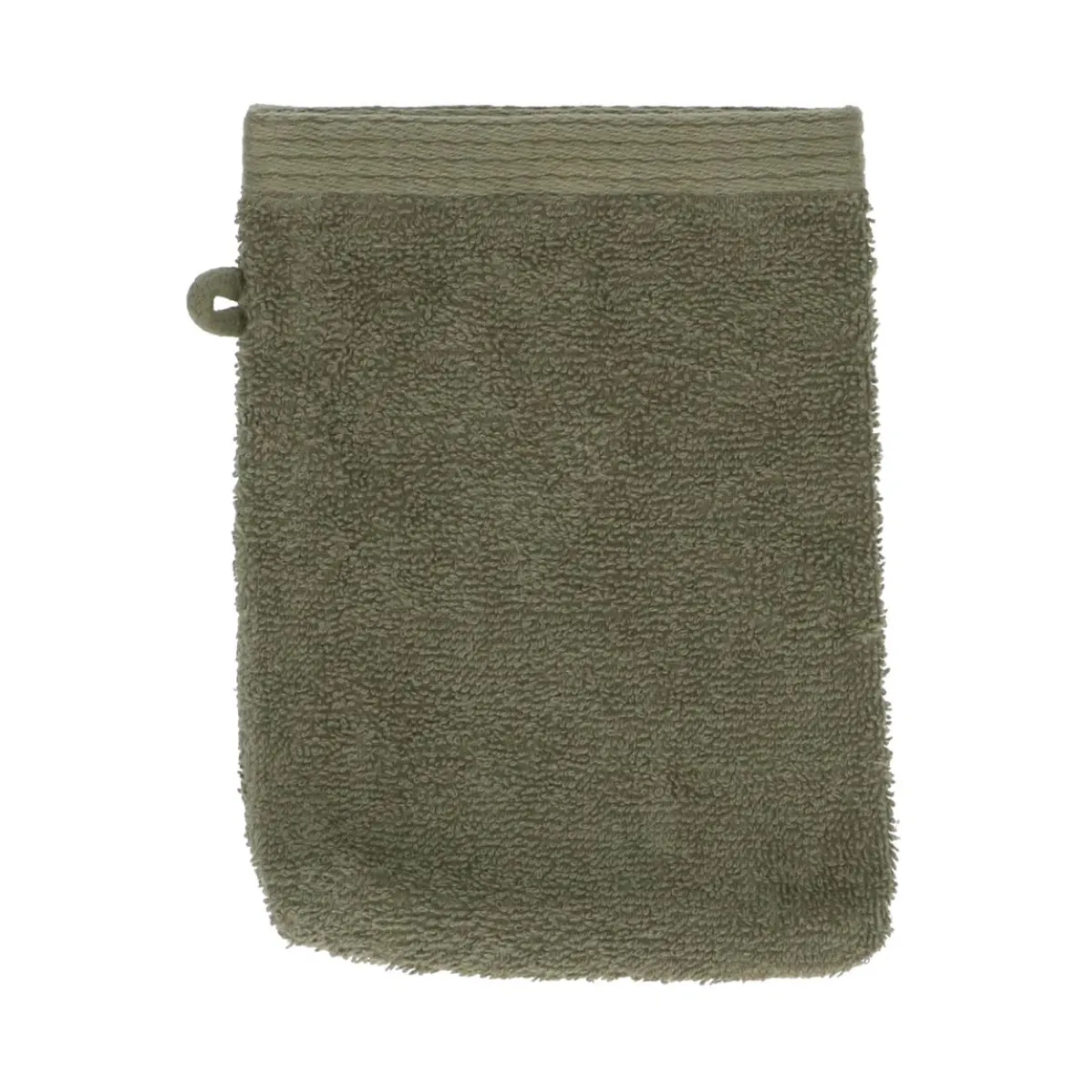 Washandje, Recycled katoen, Donker olijfgroen, 15 x 21 cm