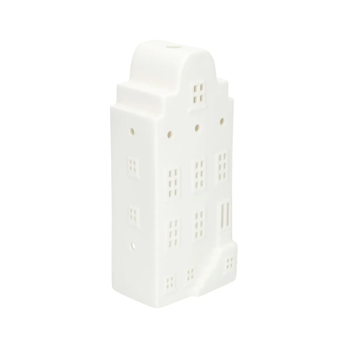 Waxinelichthouder, porselein, gevelhuisje