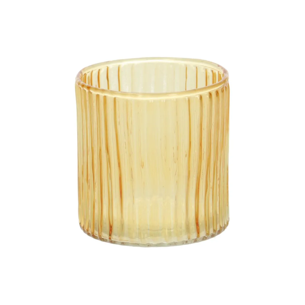 Waxinelichthouder, geribbeld glas, Ø6 X 7 cm