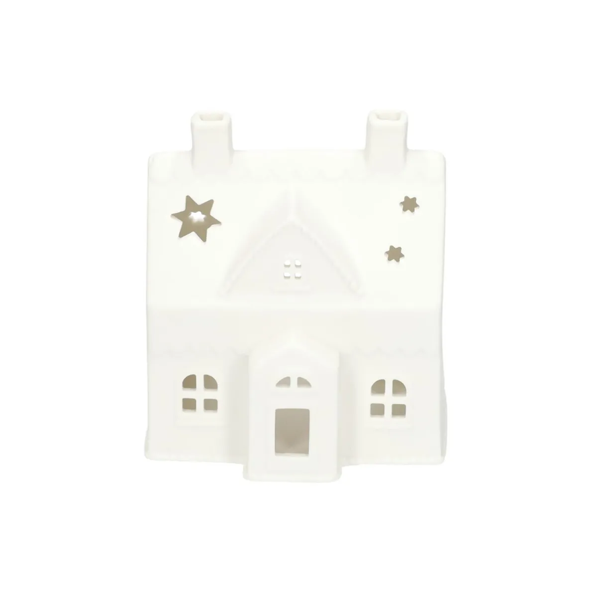 Waxinelichthouder, huisje koekeman, porselein