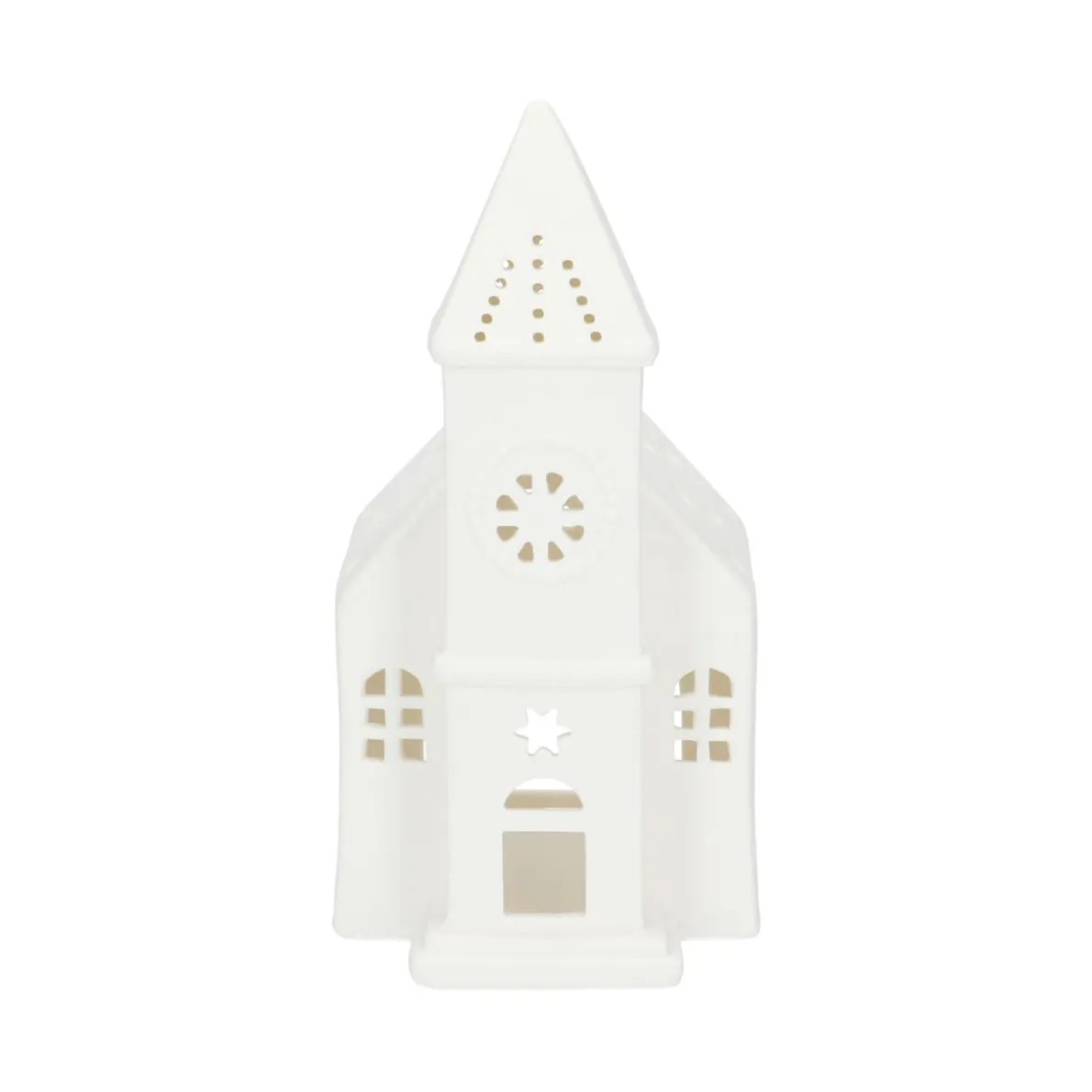 Waxinelichthouder, porselein, kerkje, 17 cm