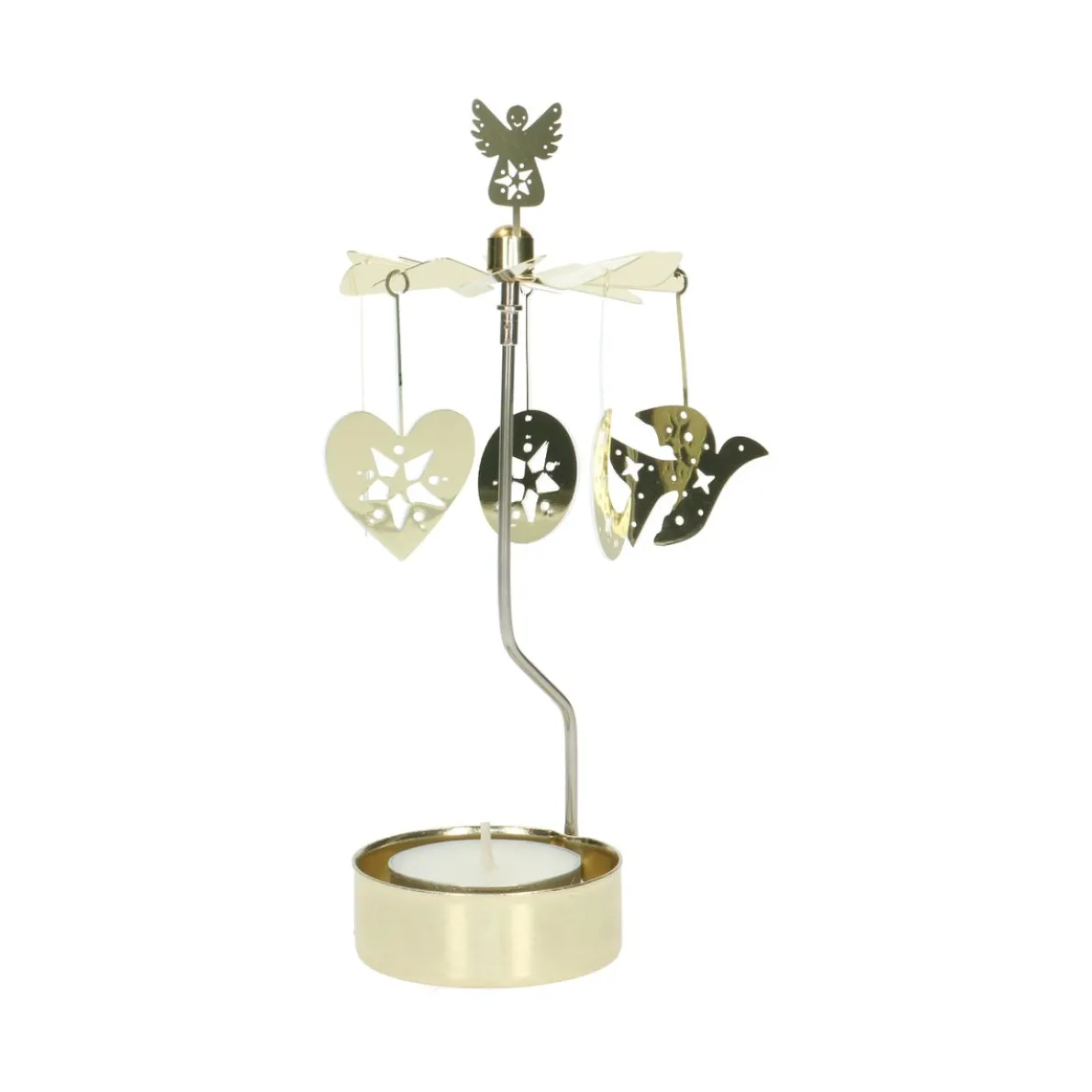 Waxinelichthouder draaiend, engel, metaal, ca. 15 cm