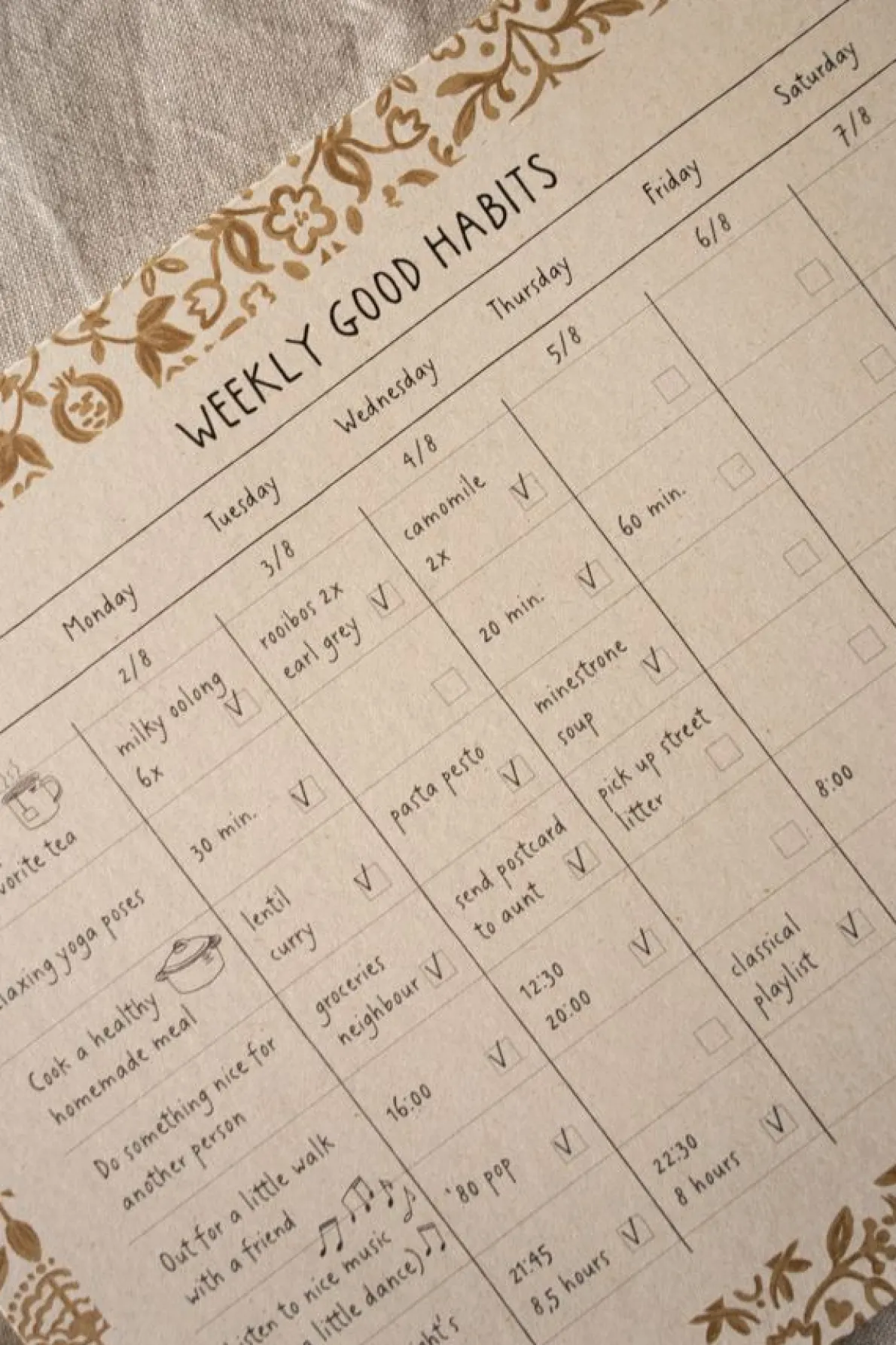 Weekplanner 'Good habits', decoratief, A5