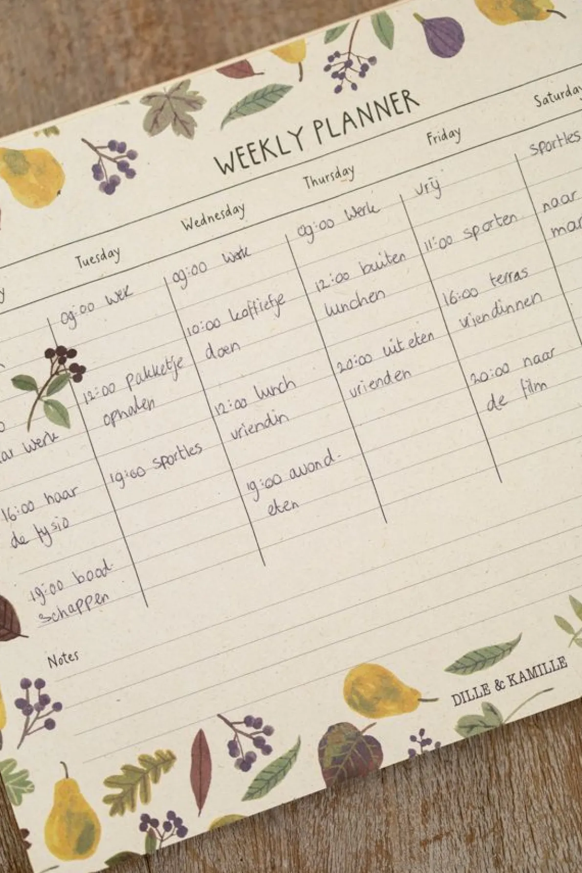 Weekplanner, papier, perenoogst, A5