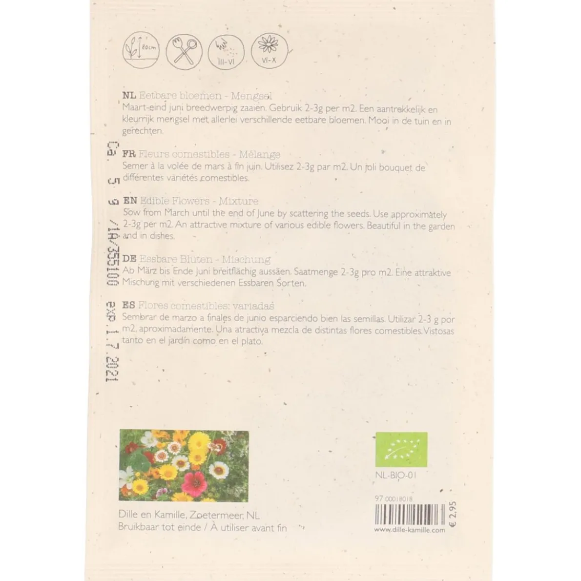 Zadenmengsel, biologisch, eetbare bloemen, 5 g