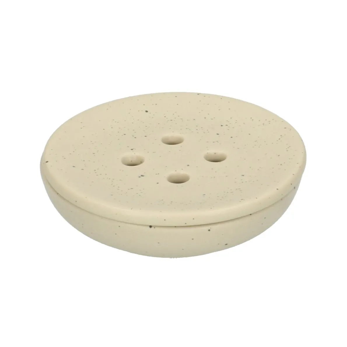Zeepschaaltje rond, beige spikkel, keramiek